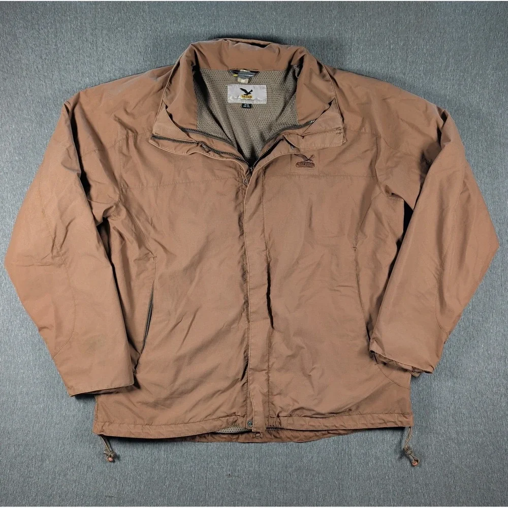 Vtg 90s Waterproof Jacket Mens Salewa Powertex Size XL Brown Full Zip Gorpcore
